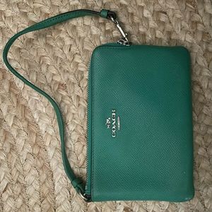 Coach Women's Corner Zip Wristlet - Silver/Green